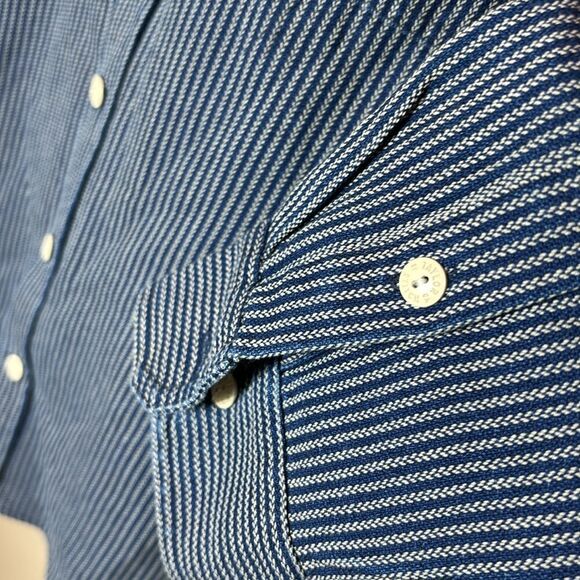 Taylor stitch men’s button down shirt blue cream patterned 36 organic cotton - Picture 3 of 7